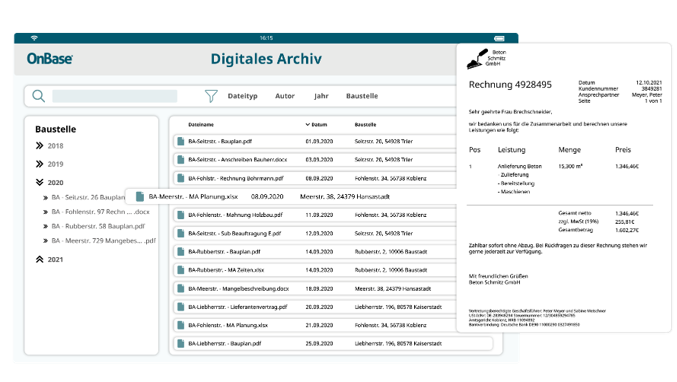 Digitales Archiv Bauwesen mit OnBase