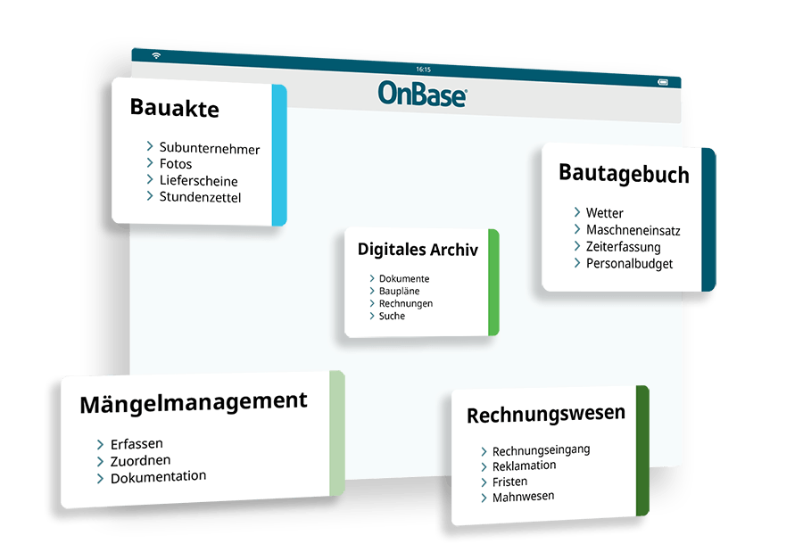 Auswahl an Anwendungen von OnBase