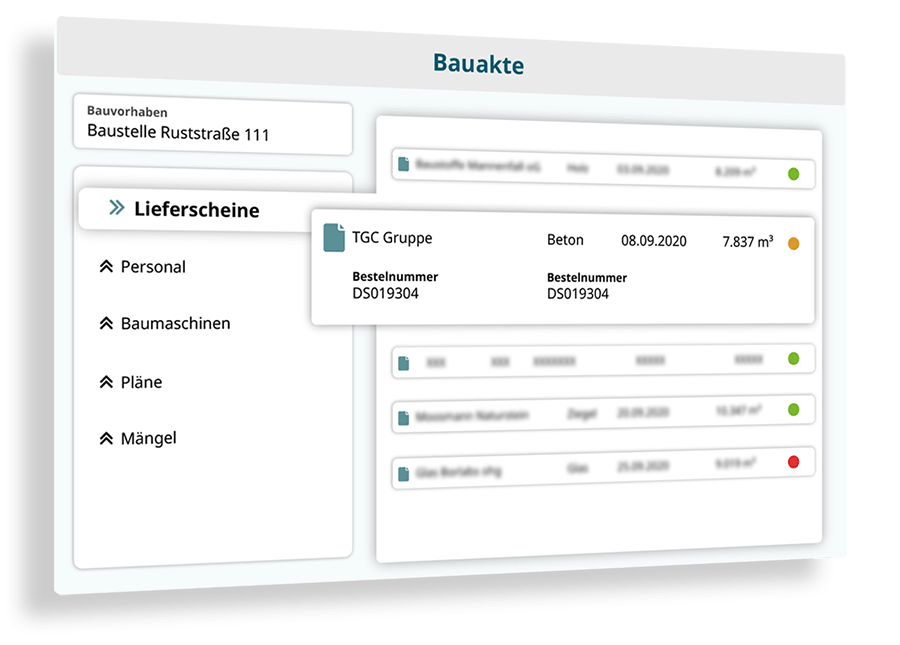 Beispielhafte Abbildung von Digitaler Bauakteisualisiert Funktionen von OnBase