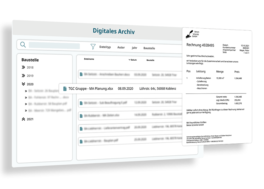 Ansicht von digitalem Archiv